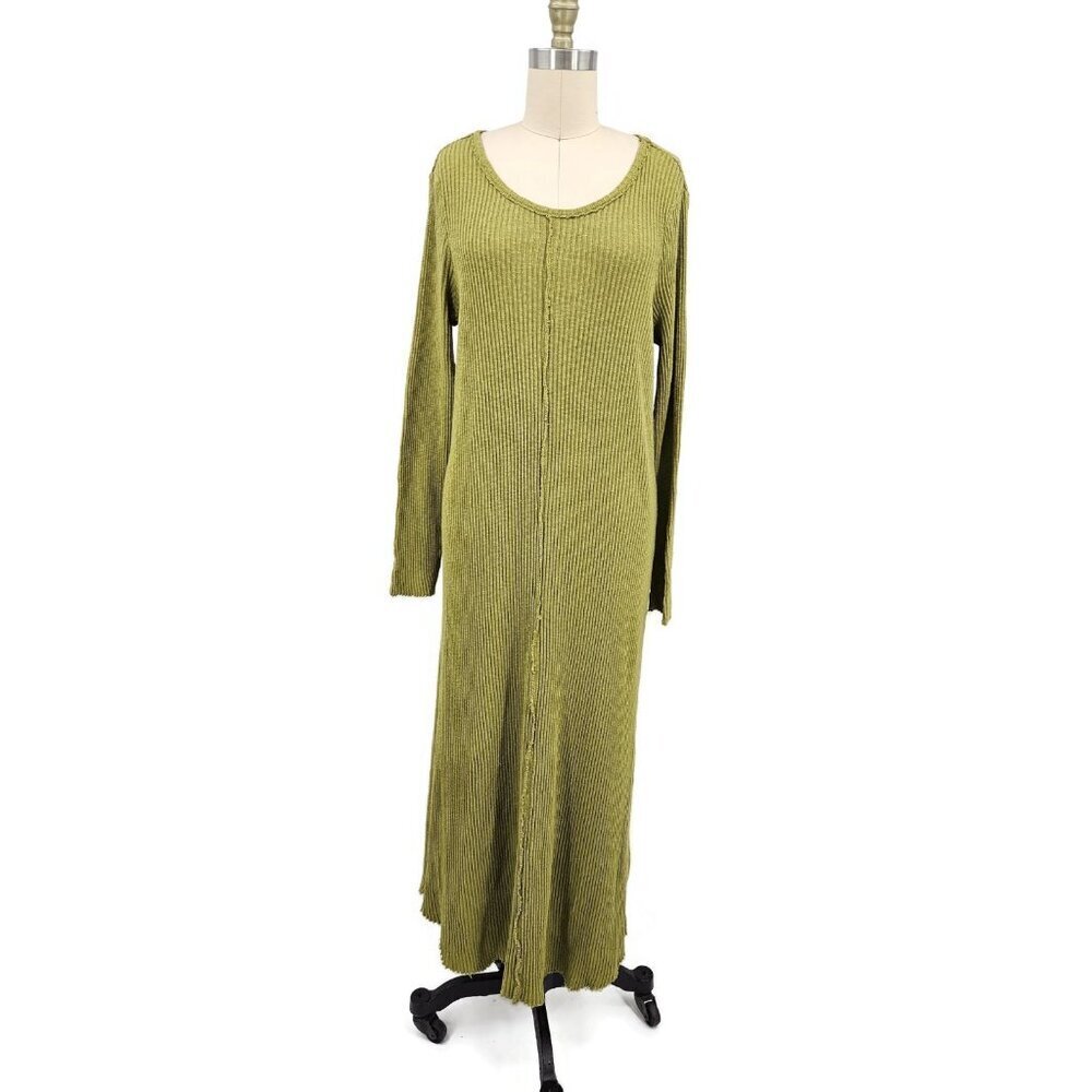 New Anthropologie T.La Sasha Ribbed Dress Womens XL Moss Green Ribbed Long